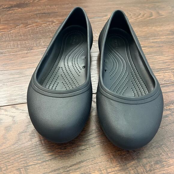 Crocs Black Classic Ballet Slip On Flats Comfort Womens Size 9 - Picture 2 of 9